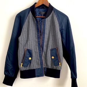 J. Crew Pinstripe Wool Bomber Jacket Sz S